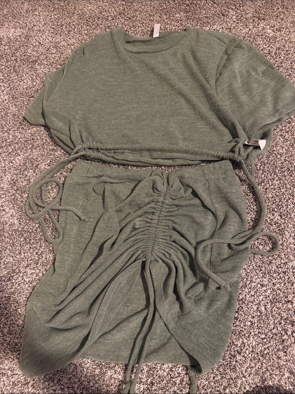 Mi Olive Green Drawstring Crop Top